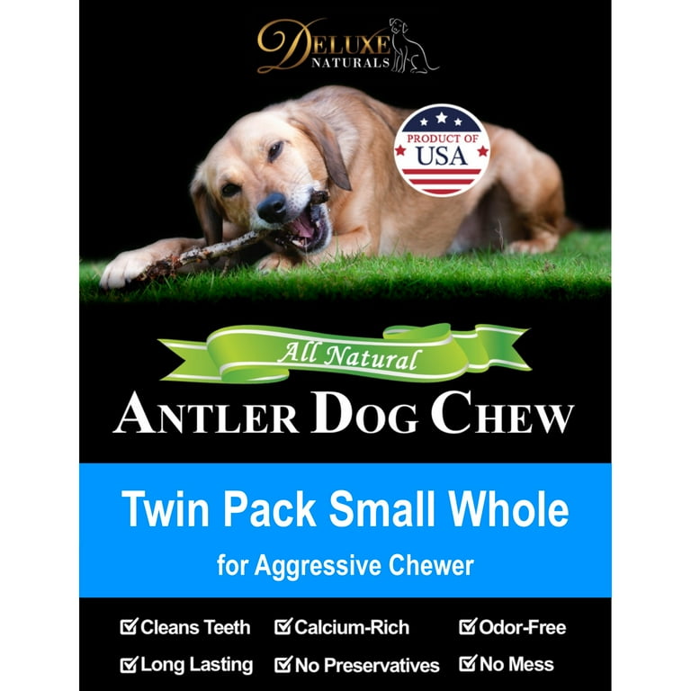 Deluxe Naturals Antler Dog Chew Twin Pack Small Whole for aggressive chewer