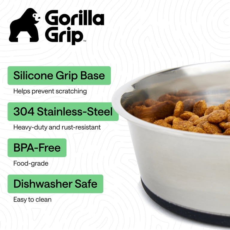 Gorilla Grip Stainless Steel Pet Bowls – Set of 2