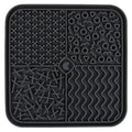 Square silicone licking mat top view showing 4 texture zones