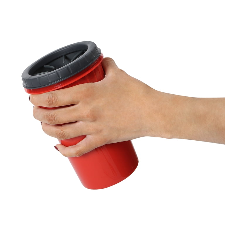 Dog paw cleaner cup angled side view