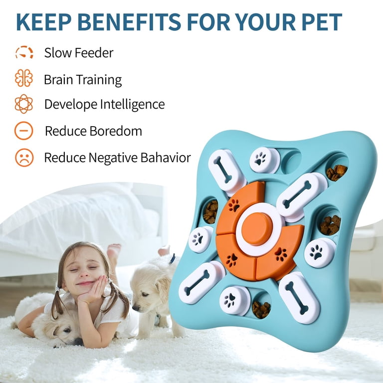Dog puzzle toy features: non-slip mat, 16 holes, drainage hole, 11 movable points