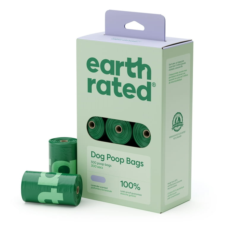 Earth Rated dog poop bags 65% recycled plastic infographic