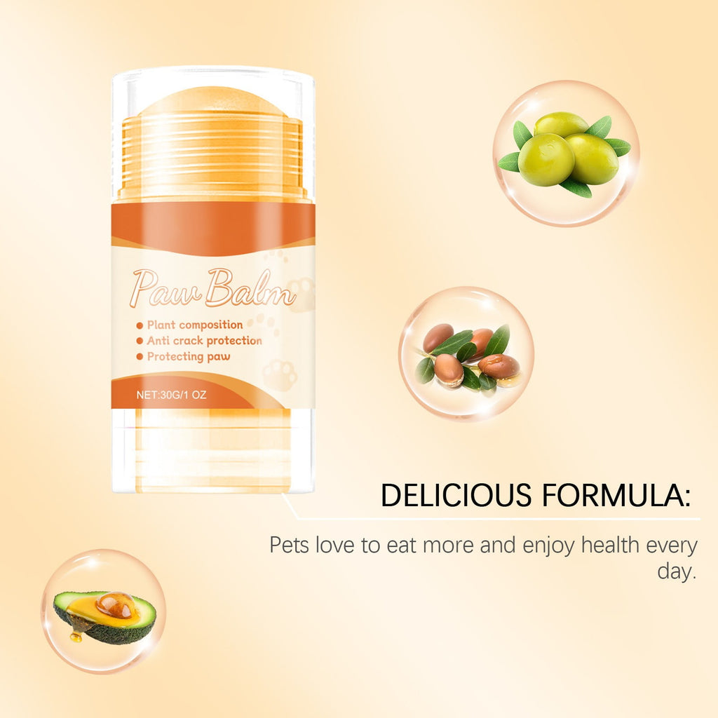Paw balm delicious plant formula with avocado olive and argan oil ingredients