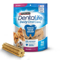 Purina DentaLife packaging back showing 57% tartar reduction, 8 ridges, chicken flavor