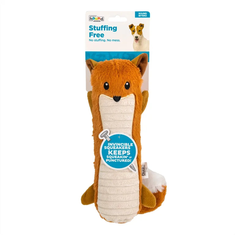 Nothing but squeaks - Irish setter playing with fox toy on hardwood floor, no stuffing less mess