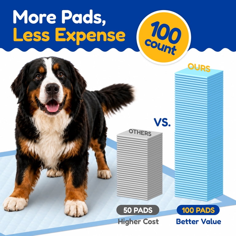 XL training pad dimensions 33.5 x 27.5 inches - bigger size better protection, 100 count