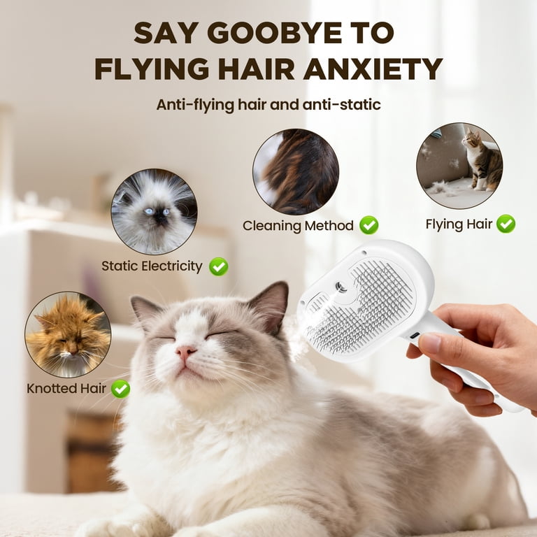 Easy to use 3 steps - inject water, turn on spray button, press button to remove fur