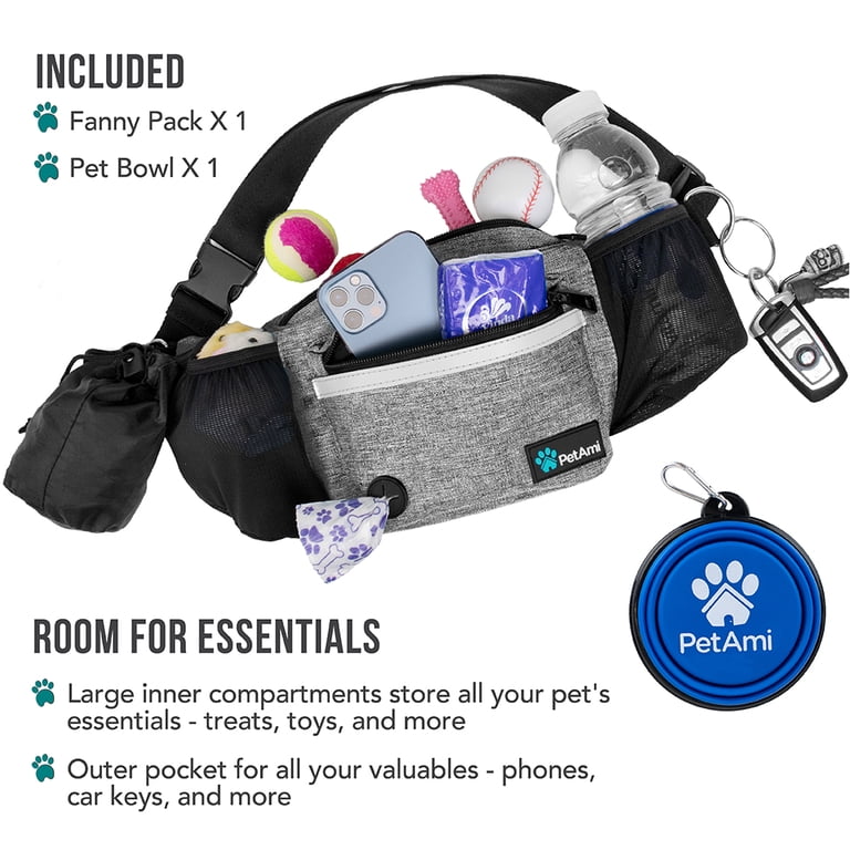 PetAmi functional design - two D-rings for keys and leash, reflective strap, clip-on buckle