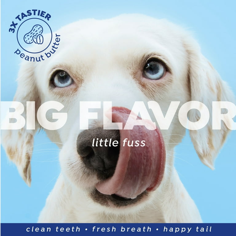 Routine dental care made simple and delicious - 3x peanut butter flavor, strong ergonomic toothbrush, removes plaque and tartar, freshens breath