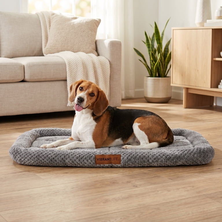 Vibrant Life Cozy Luxe Plush Dog Bed – Gray