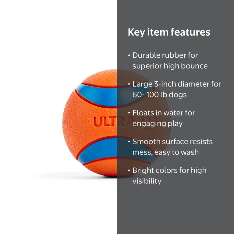 Chuckit! Ultra Ball – Large (3") High-Bounce Fetch Toy